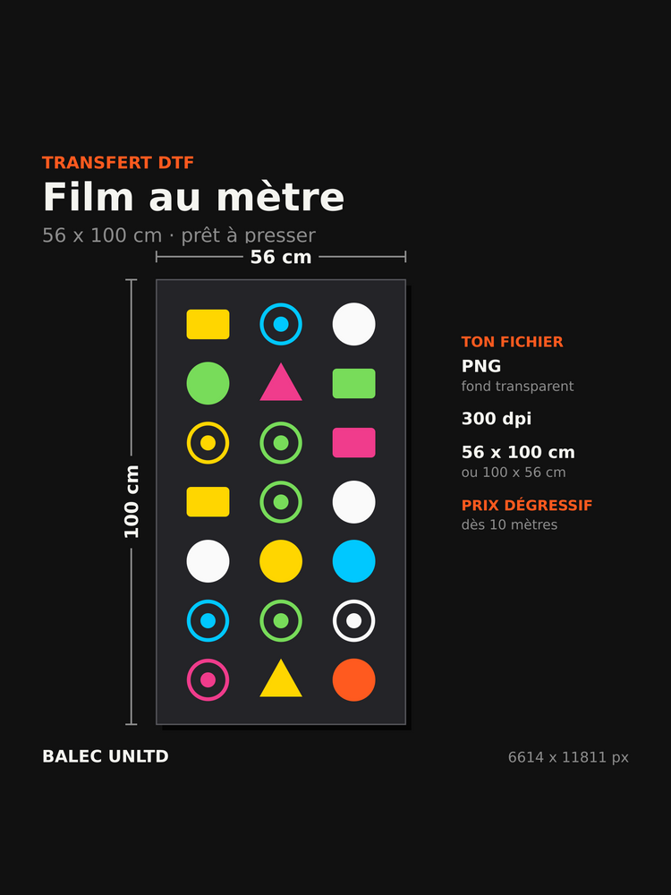 Transfert DTF au mètre – 56 x 100 cm